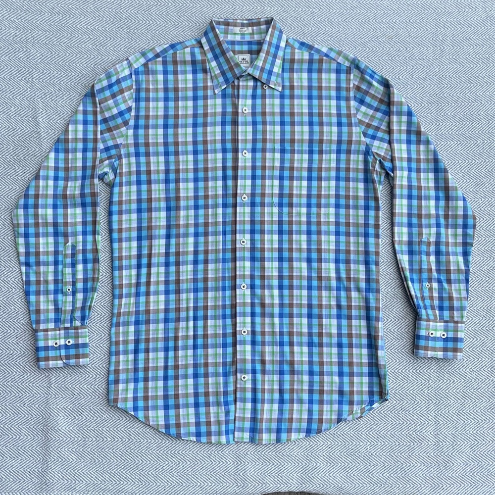 Peter Millar Checkered Button Down Long Sleeve Sh… - image 2